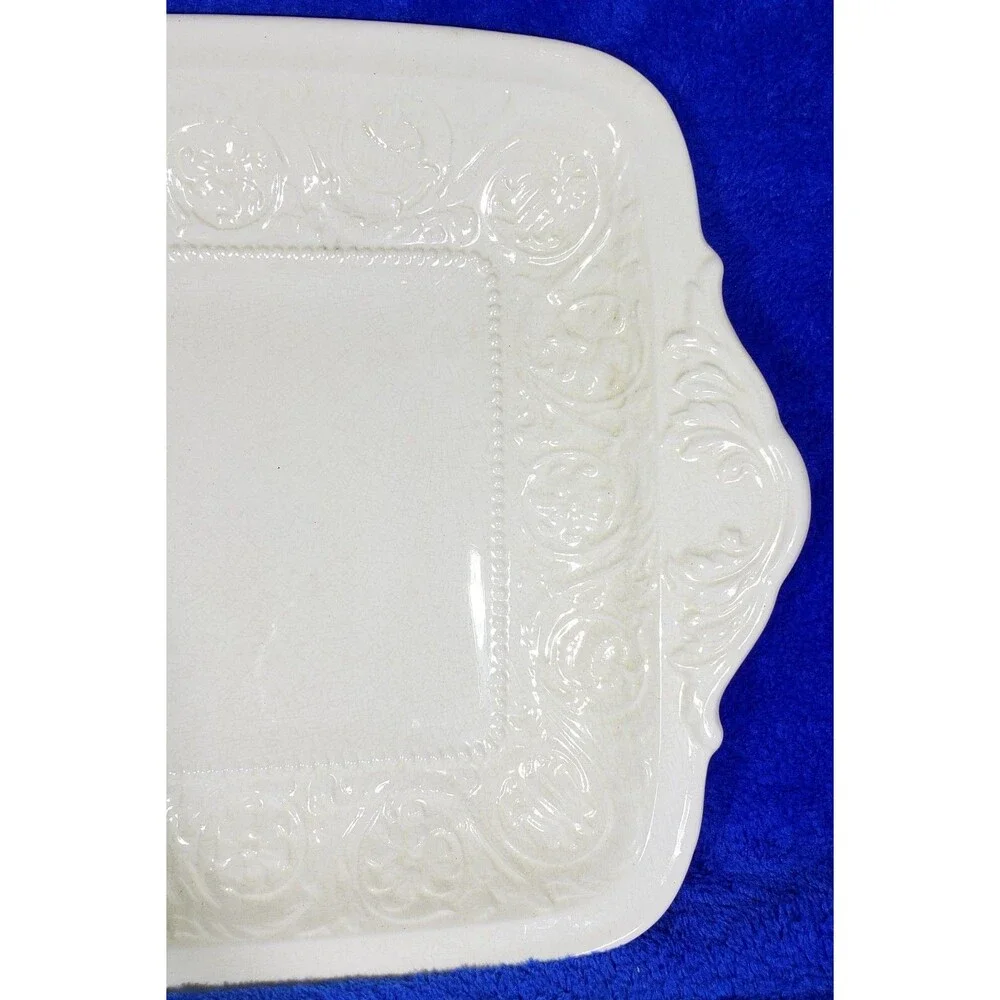 Old WEDGWOOD England PATRICIAN pattern square cake plate with handles 11-1/2